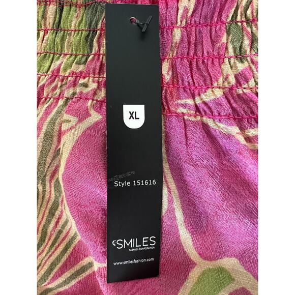 Unique Spectrum Off The Shoulder 3/4 Length Flare Sleeve Pink Flowers Women XL - Picture 4 of 9